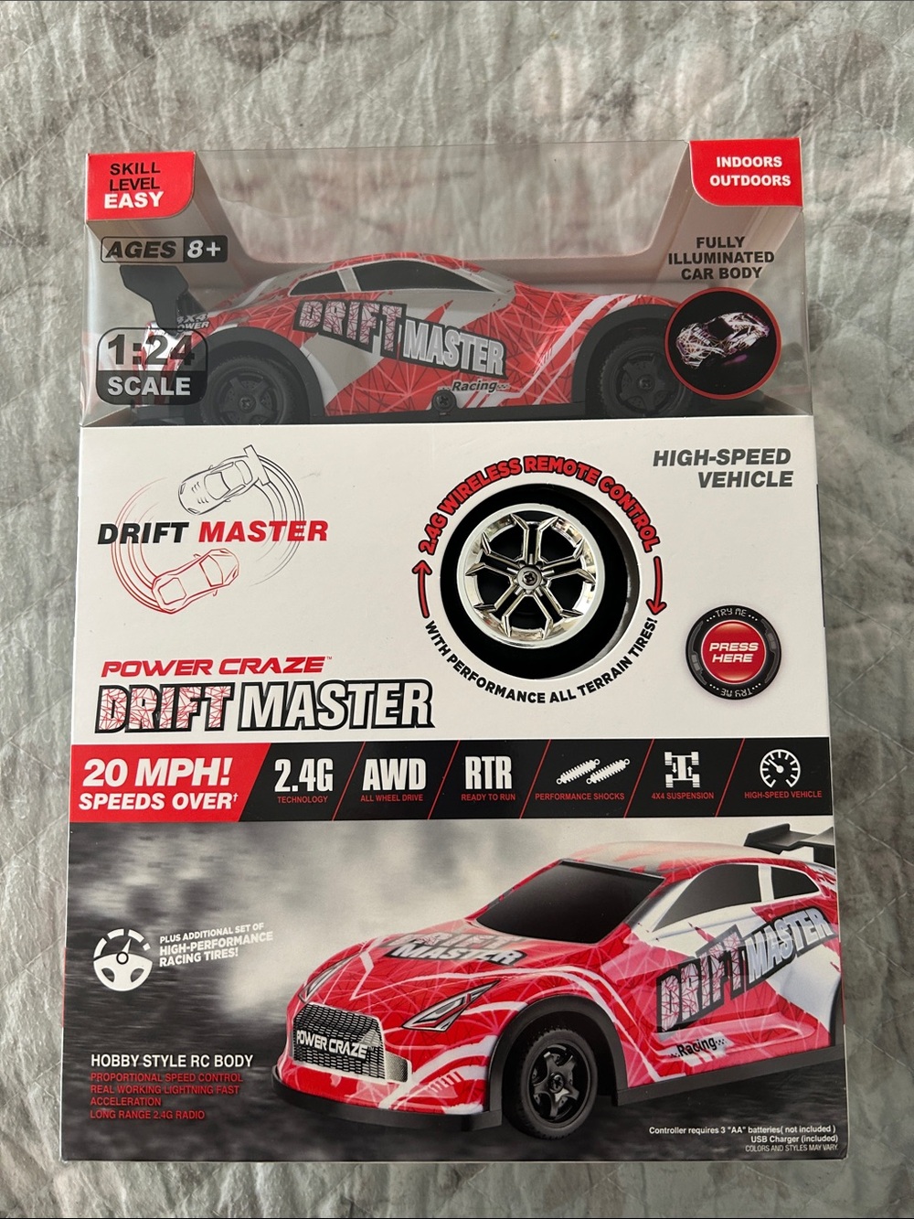 Power Craze Drift Master RC Car - Red & White new never opened